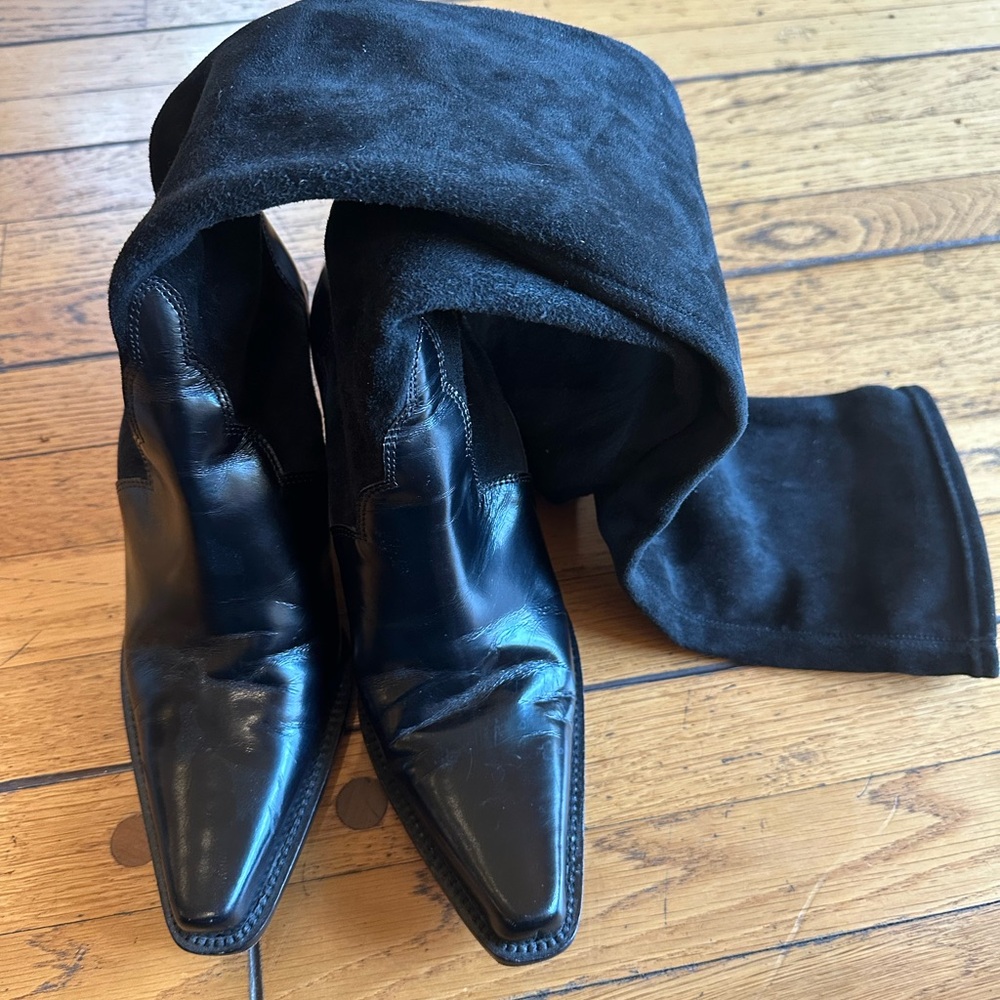 Donald Pliner Black suede & leather Over-the-Knee Women's Boots size 7 - Picture 6 of 8